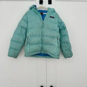 Patagonia Kids Hi-Loft Down Sweater Hoody Seagram Puffer Jacket - XS